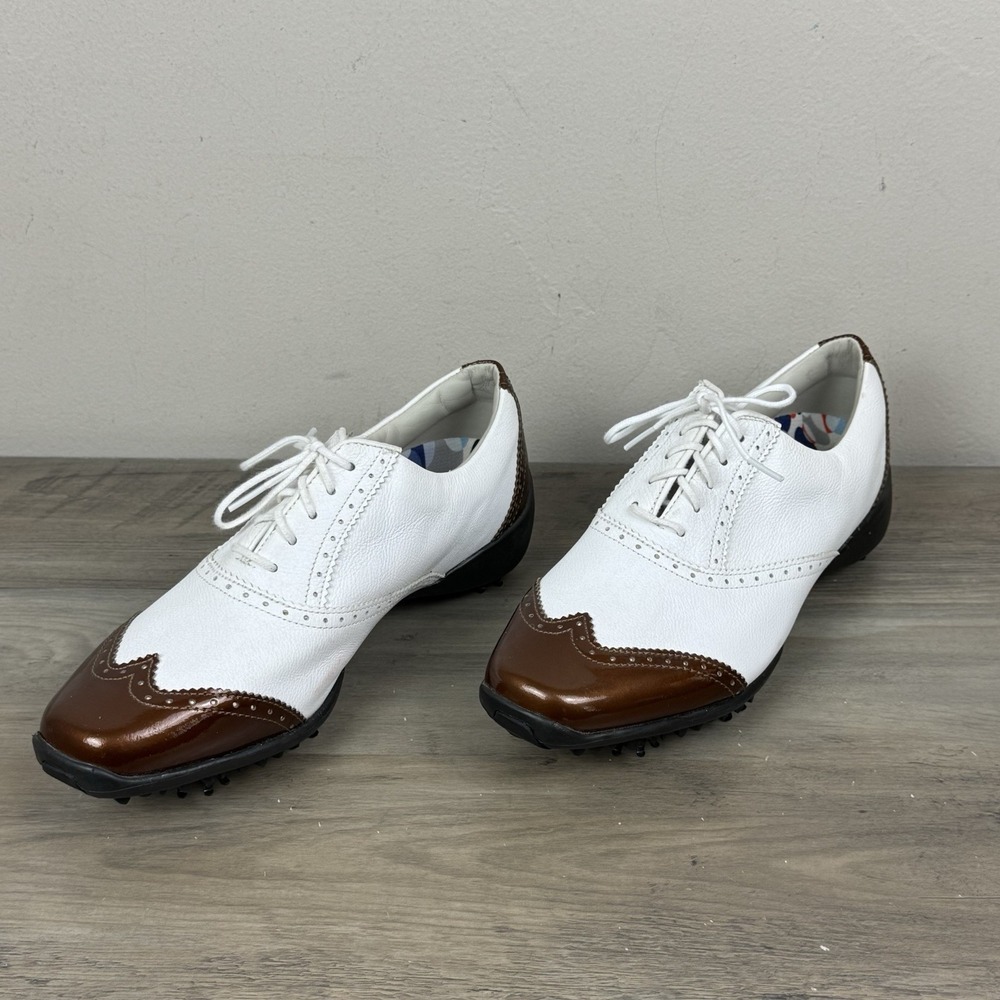 FootJoy LoPro Golf Shoes Women 7.5 M White Copper Leather 97014 Wingtip
